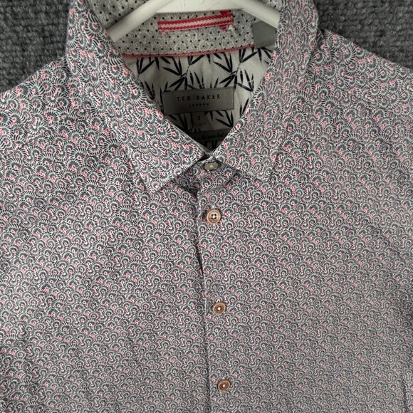 Ted Baker Button Up Shirt Adult Men Size 3 Orange Black Geometric Long Sleeve - Picture 1 of 16